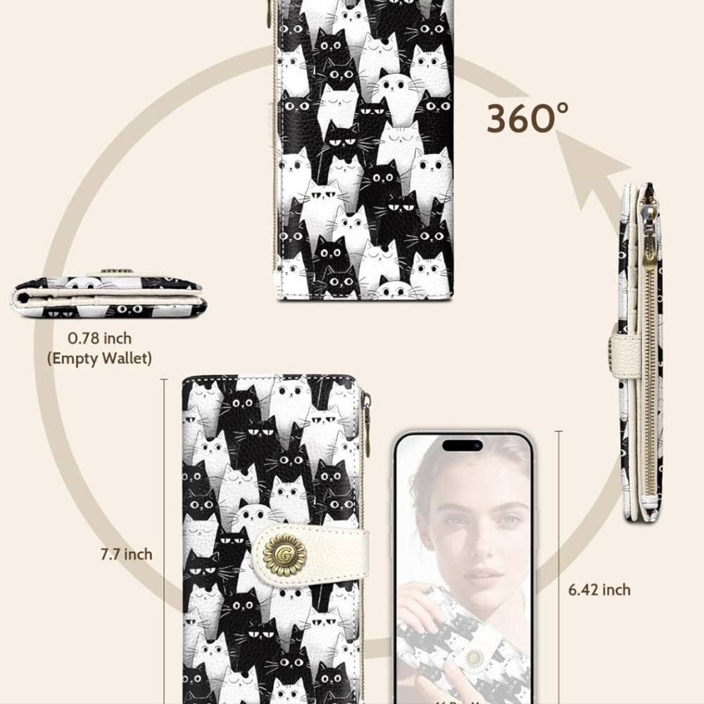 Cat Pattern RFID Blocking Wallet Case - Picture 5 of 6